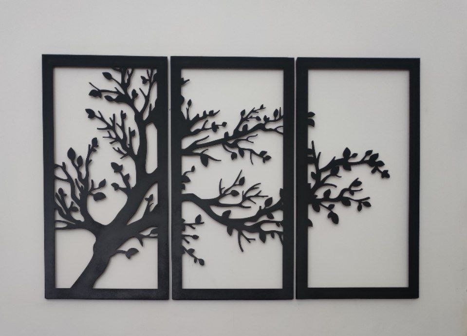 Cuadro tríptico de árbol en MDF