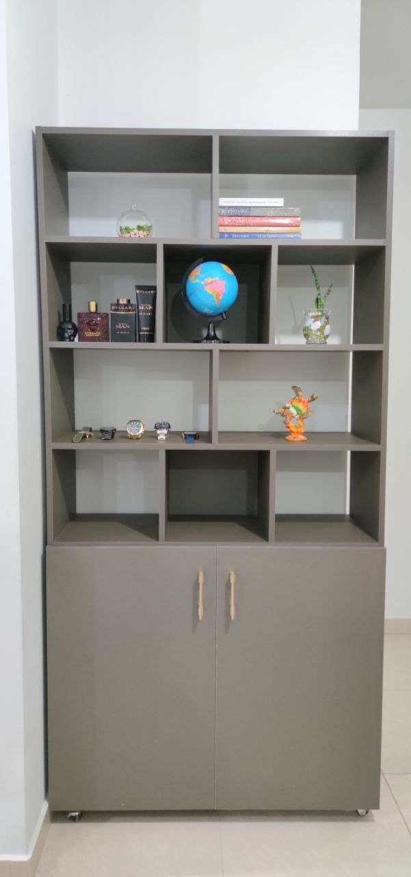 Biblioteca modular con puertas inferiores